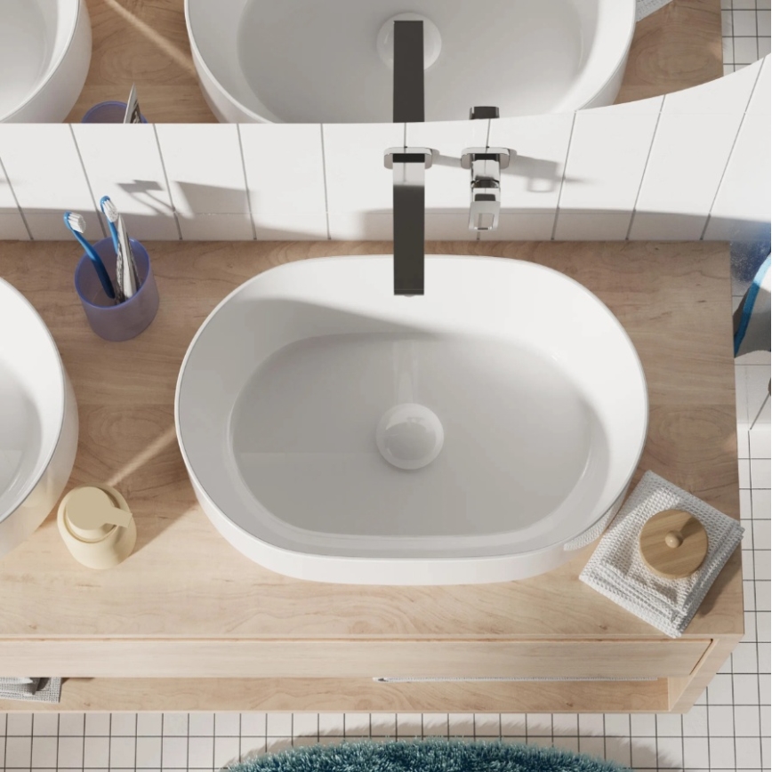 REA-U0600 - Aufsatzwaschbecken ALMA 36x57 cm Keramik / glänzend weiß