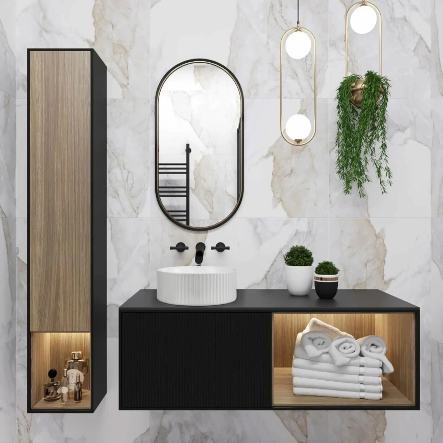 REA-U0601 - Aufsatzwaschbecken DELIA 36 cm, glänzend weiß/Steinoptik