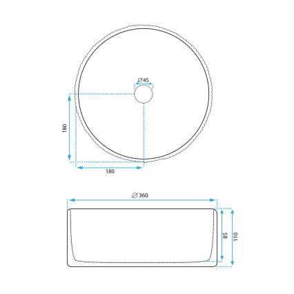 REA-U0601 - Aufsatzwaschbecken DELIA 36 cm, glänzend weiß/Steinoptik