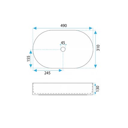REA-U0603 - Aufsatzwaschbecken VANDA 31x49 cm, Keramik, glänzend weiß