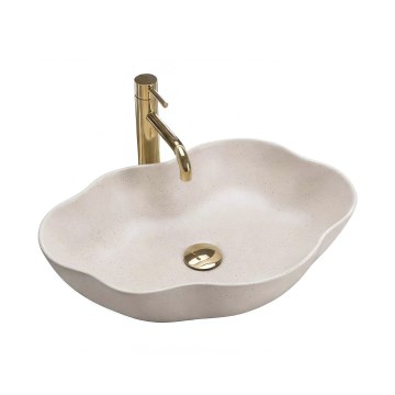 REA-U0617 - Aufsatzwaschbecken PEARL 38x50,5 cm Keramik/beige/Steinoptik