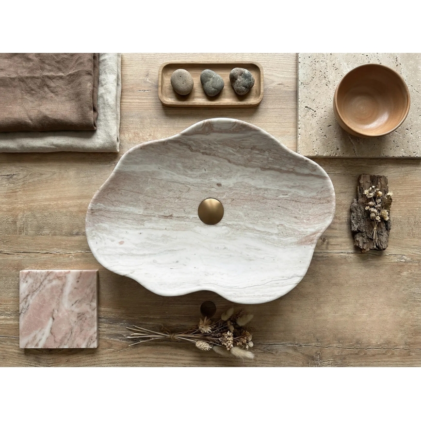 REA-U0618 - Aufsatzwaschbecken PEARL 38x50,5 cm Keramik/beige/Steinoptik
