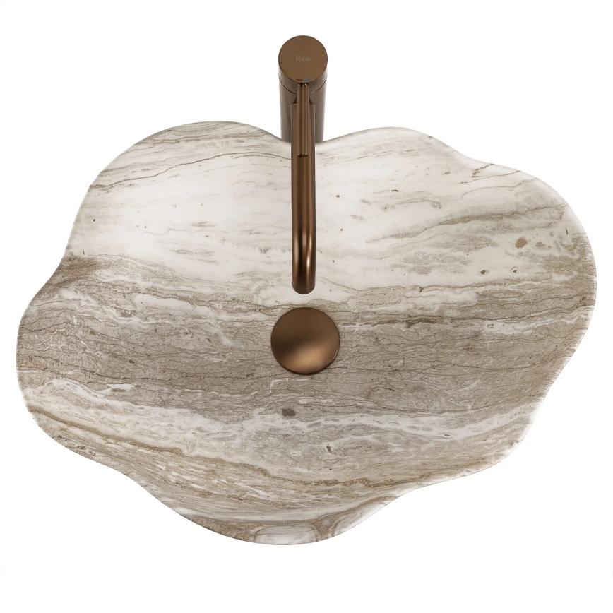 REA-U0618 - Aufsatzwaschbecken PEARL 38x50,5 cm Keramik/beige/Steinoptik