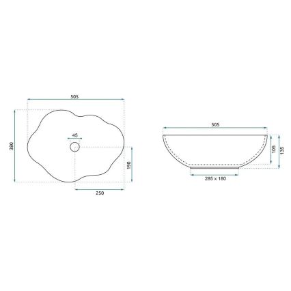 REA-U0618 - Aufsatzwaschbecken PEARL 38x50,5 cm Keramik/beige/Steinoptik
