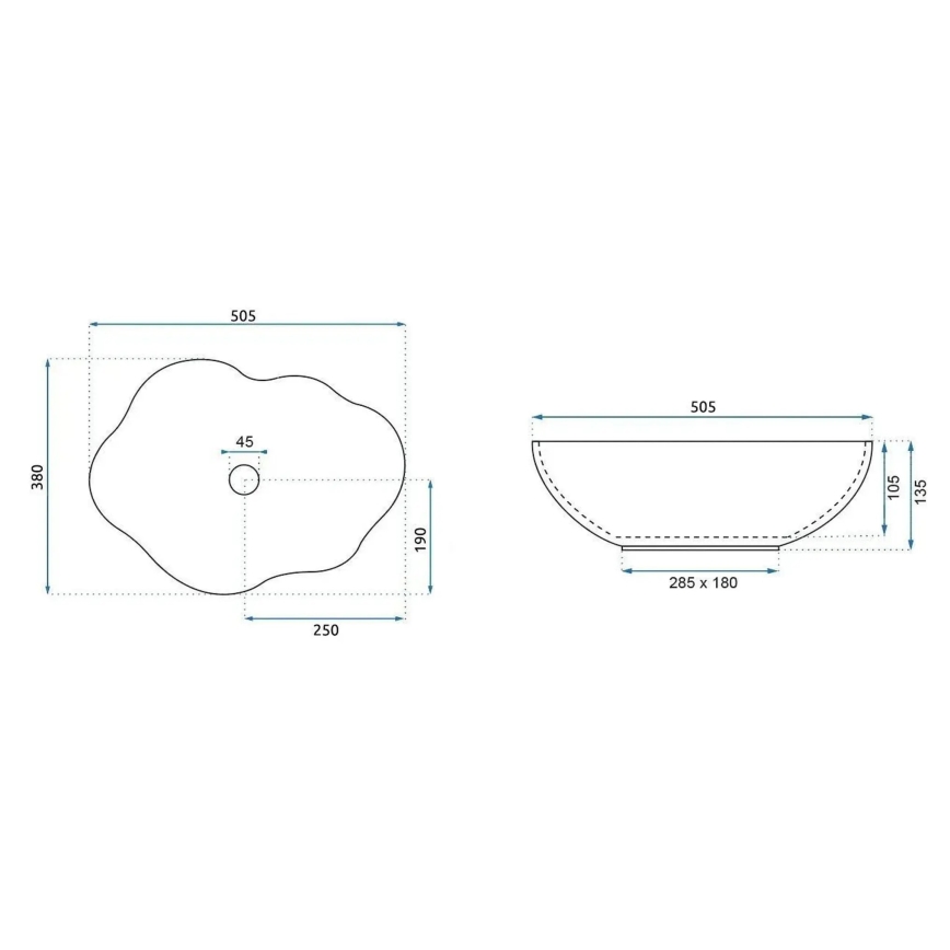 REA-U0618 - Aufsatzwaschbecken PEARL 38x50,5 cm Keramik/beige/Steinoptik