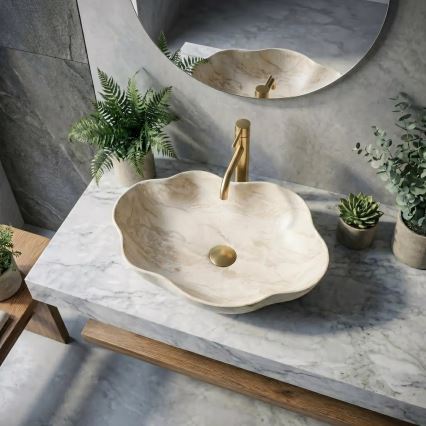 REA-U0619 - Aufsatzwaschbecken PEARL 38x50,5 cm Keramik/beige