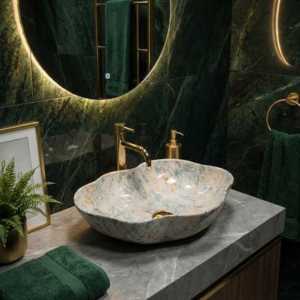 REA-U0620 - Aufsatzwaschbecken PEARL 38x50,5 cm Keramik/grau/beige/Steinoptik