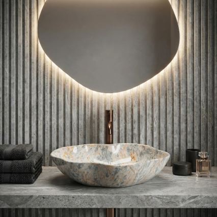 REA-U0620 - Aufsatzwaschbecken PEARL 38x50,5 cm Keramik/grau/beige/Steinoptik