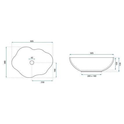 REA-U0620 - Aufsatzwaschbecken PEARL 38x50,5 cm Keramik/grau/beige/Steinoptik