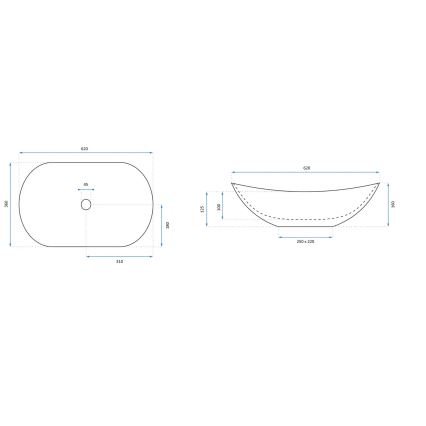 REA-U0626 - Aufsatzwaschbecken ROYAL 36x62 cm Keramik/Braun