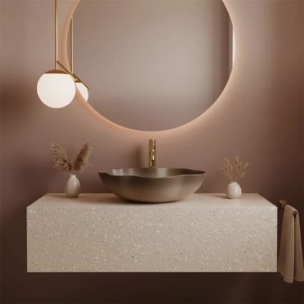 REA-U0629 - Aufsatzwaschbecken PEARL 38x50,5 cm Keramik/braun