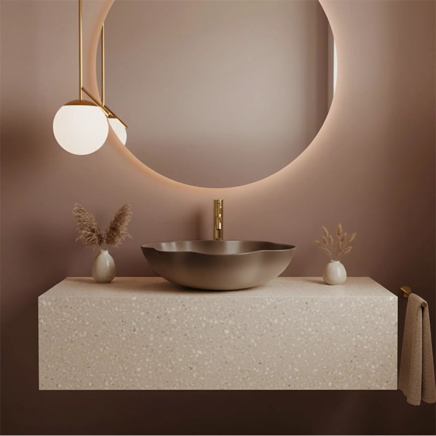 REA-U0629 - Aufsatzwaschbecken PEARL 38x50,5 cm Keramik/braun