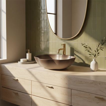 REA-U0629 - Aufsatzwaschbecken PEARL 38x50,5 cm Keramik/braun