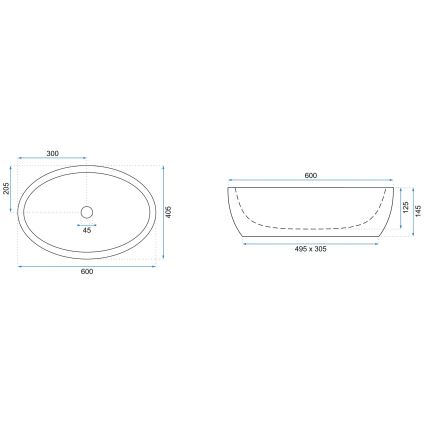 REA-U0656 - Aufsatzwaschbecken MELANIA 40,5x60 cm Keramik/hochglanzweiß