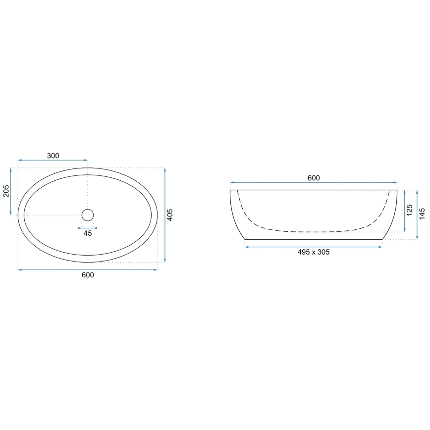 REA-U0656 - Aufsatzwaschbecken MELANIA 40,5x60 cm Keramik/hochglanzweiß