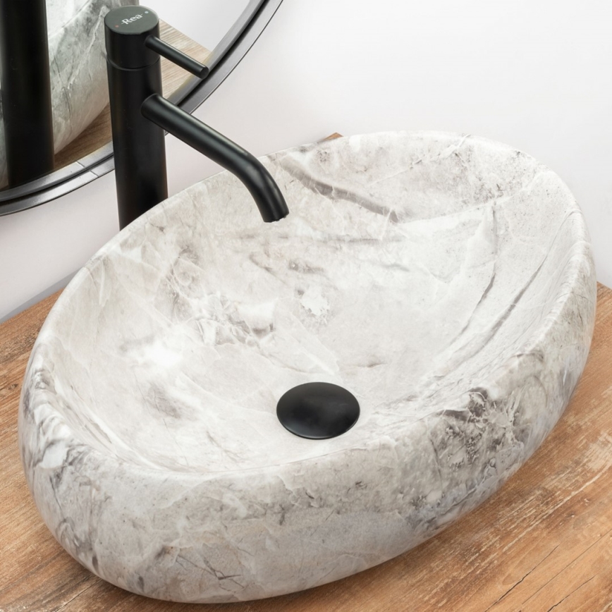 REA-U1020 - Aufsatzwaschbecken LINDA 34x48,5 cm Keramik/Steinoptik