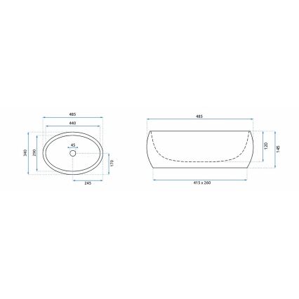 REA-U1020 - Aufsatzwaschbecken LINDA 34x48,5 cm Keramik/Steinoptik