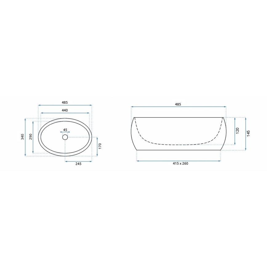 REA-U1020 - Aufsatzwaschbecken LINDA 34x48,5 cm Keramik/Steinoptik
