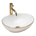 REA-U3287 - Aufsatzwaschbecken SOFIA 34,5x41 cm Keramik/glänzend weiß/gold