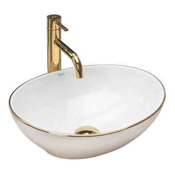 REA-U3287 - Aufsatzwaschbecken SOFIA 34,5x41 cm Keramik/glänzend weiß/gold