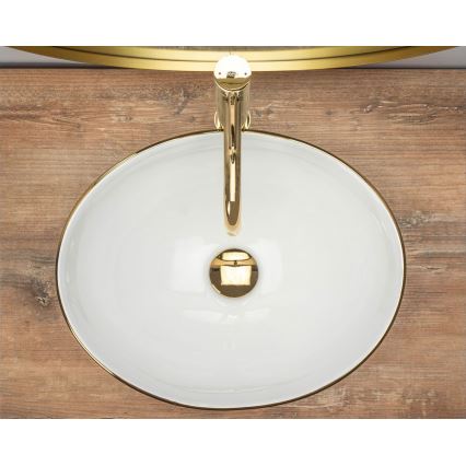 REA-U3287 - Aufsatzwaschbecken SOFIA 34,5x41 cm Keramik/glänzend weiß/gold