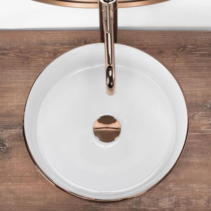 REA-U3303 - Aufsatzwaschbecken SAMI, Ø 37 cm, Keramik, Weiß/Gold