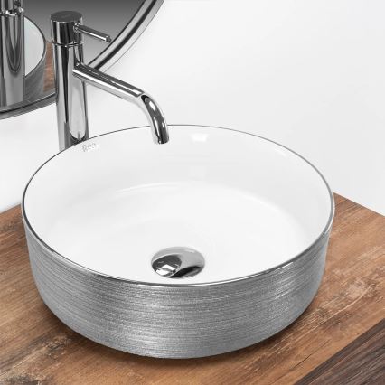 REA-U3304 - Aufsatzwaschbecken SAMI Ø 36 cm Keramik/weiß/silber