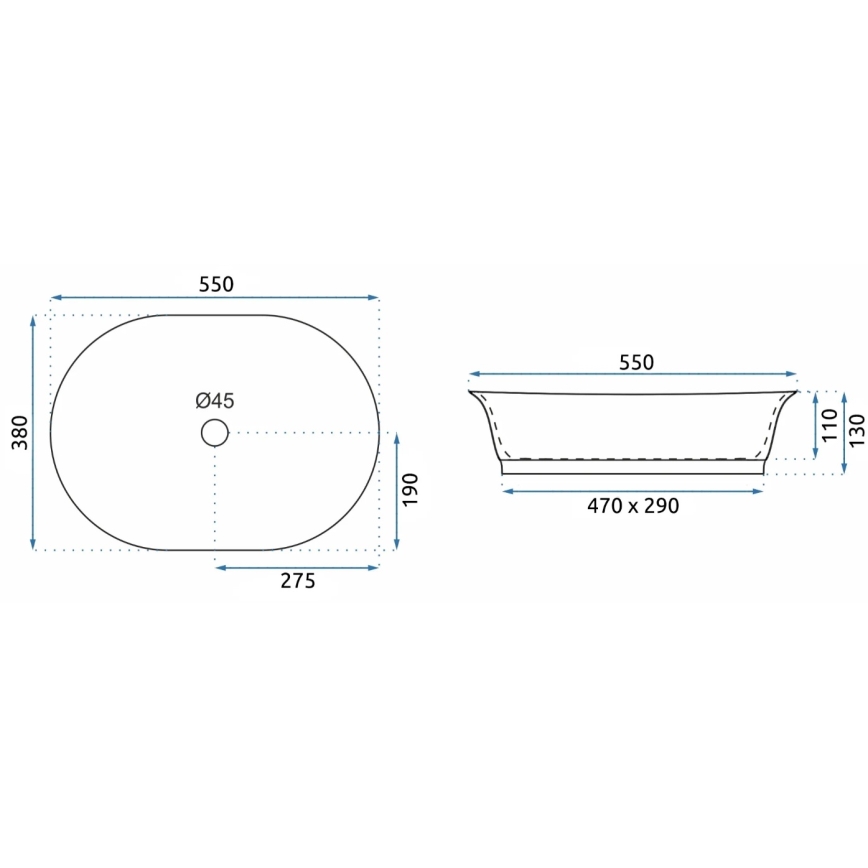 REA-U3305 -  Aufsatzwaschbecken WILMA RUSTIC 38x55 cm Keramik/kupferfarben