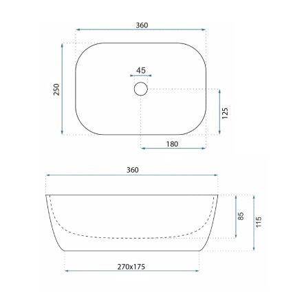 REA-U3321 - Aufsatzwaschbecken BELINDA MINI 25x36 cm Keramik/grau/Steinoptik