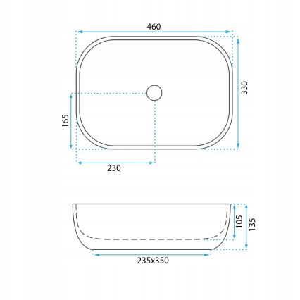 REA-U3324 - Aufsatzwaschbecken BELINDA 33x46 cm Keramik/grau/Steinoptik