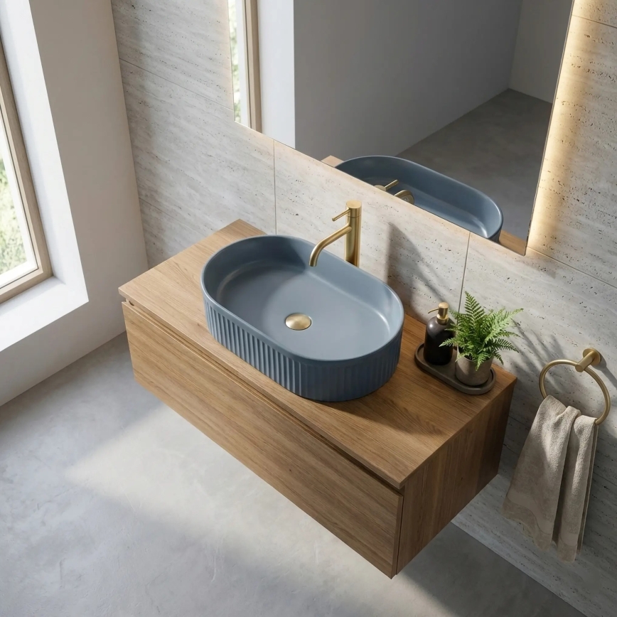 REA-U3535 - Aufsatzwaschbecken VANDA 31x49 cm Keramik/dunkelblau