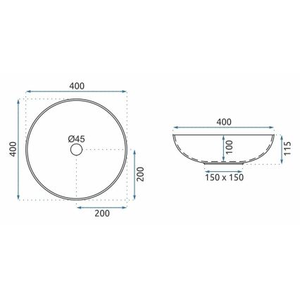 REA-U3608 - Aufsatzwaschbecken JULIANA 40 cm Keramik/weiß/blau