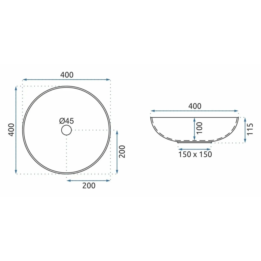REA-U3608 - Aufsatzwaschbecken JULIANA 40 cm Keramik/weiß/blau