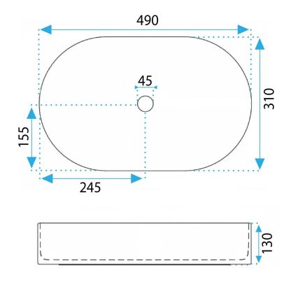 REA-U3611 - Aufsatzwaschbecken VANDA 31 x 49 cm, Keramik / Dunkelgrün