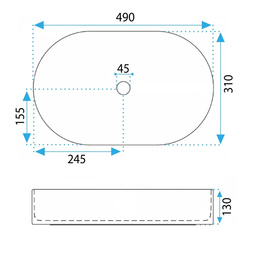 REA-U3611 - Aufsatzwaschbecken VANDA 31 x 49 cm, Keramik / Dunkelgrün