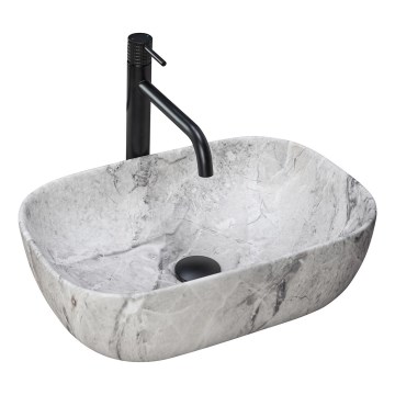 REA-U3800 - Aufsatzwaschbecken LIVIA 33,5x46,5 cm Keramik/Grau/Steinoptik