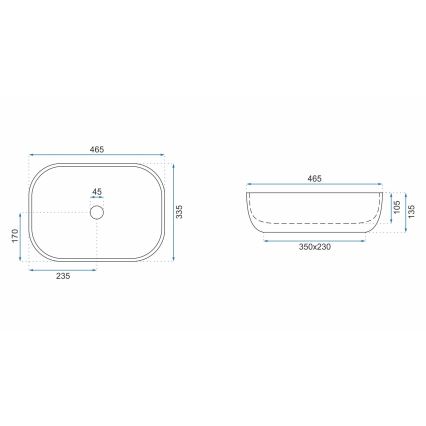 REA-U3800 - Aufsatzwaschbecken LIVIA 33,5x46,5 cm Keramik/Grau/Steinoptik