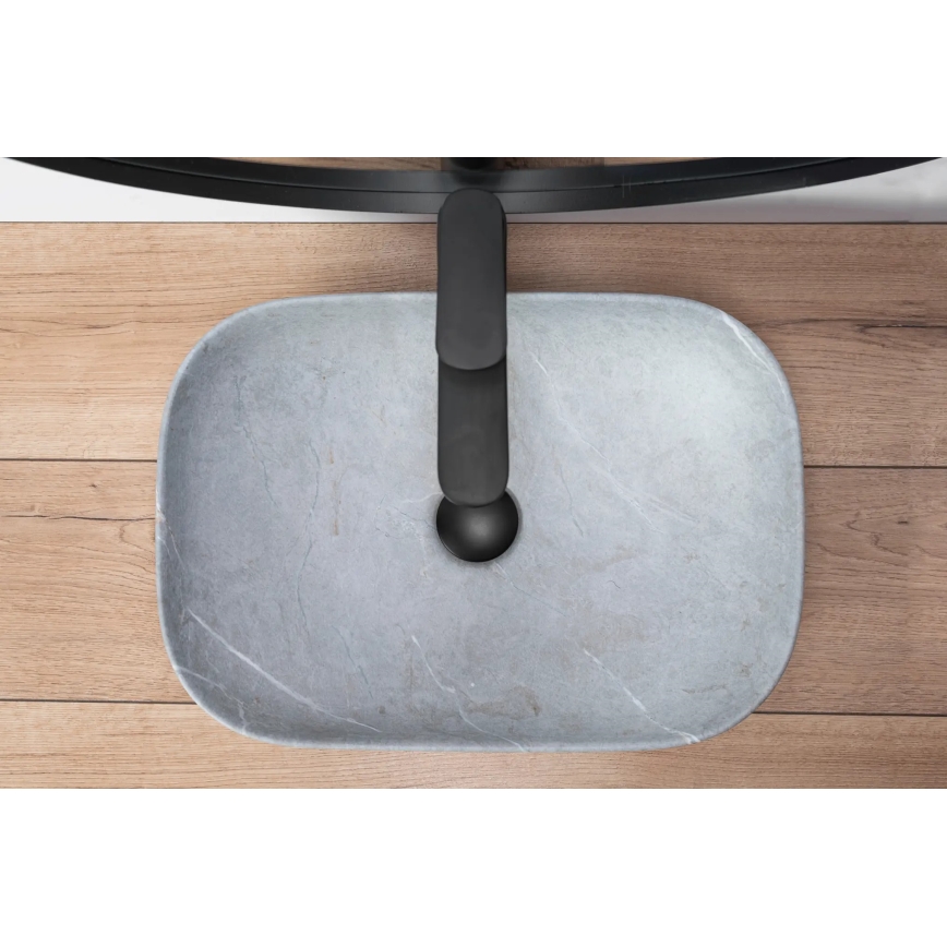 REA-U3801 - Aufsatzwaschbecken LIVIA 33,5x46,5 cm Keramik/Grau/Steinoptik