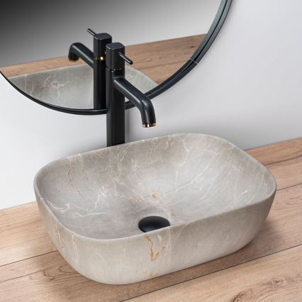 REA-U3802 - Aufsatzwaschbecken LIVIA 33,5x46,5 cm Keramik/grau/Marmor-Optik