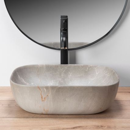 REA-U3802 - Aufsatzwaschbecken LIVIA 33,5x46,5 cm Keramik/grau/Marmor-Optik