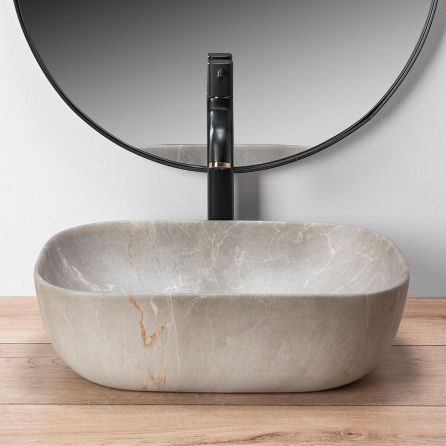 REA-U3802 - Aufsatzwaschbecken LIVIA 33,5x46,5 cm Keramik/grau/Marmor-Optik