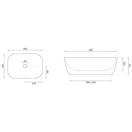 REA-U4000 - Aufsatzwaschbecken BELINDA 33x46,5 cm Keramik/Steinoptik