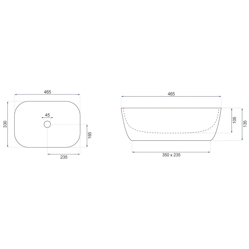 REA-U4000 - Aufsatzwaschbecken BELINDA 33x46,5 cm Keramik/Steinoptik