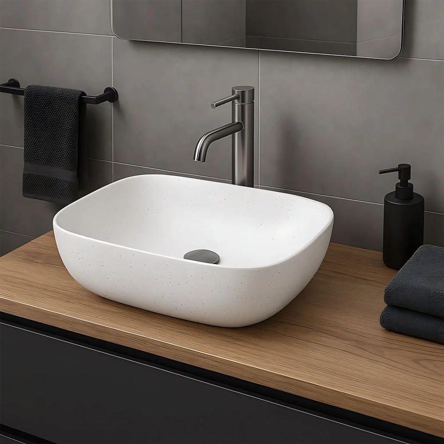 REA-U4001 - Aufsatzwaschbecken BELINDA 33,5x46,5 cm Keramik/mattweiß