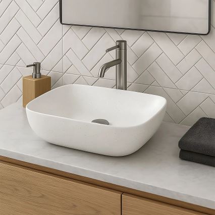 REA-U4001 - Aufsatzwaschbecken BELINDA 33,5x46,5 cm Keramik/mattweiß