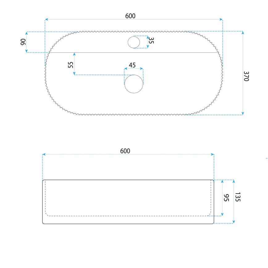 REA-U4002 - Aufsatzwaschbecken MARCELA 37x60 cm Keramik/hochglänzend weiß