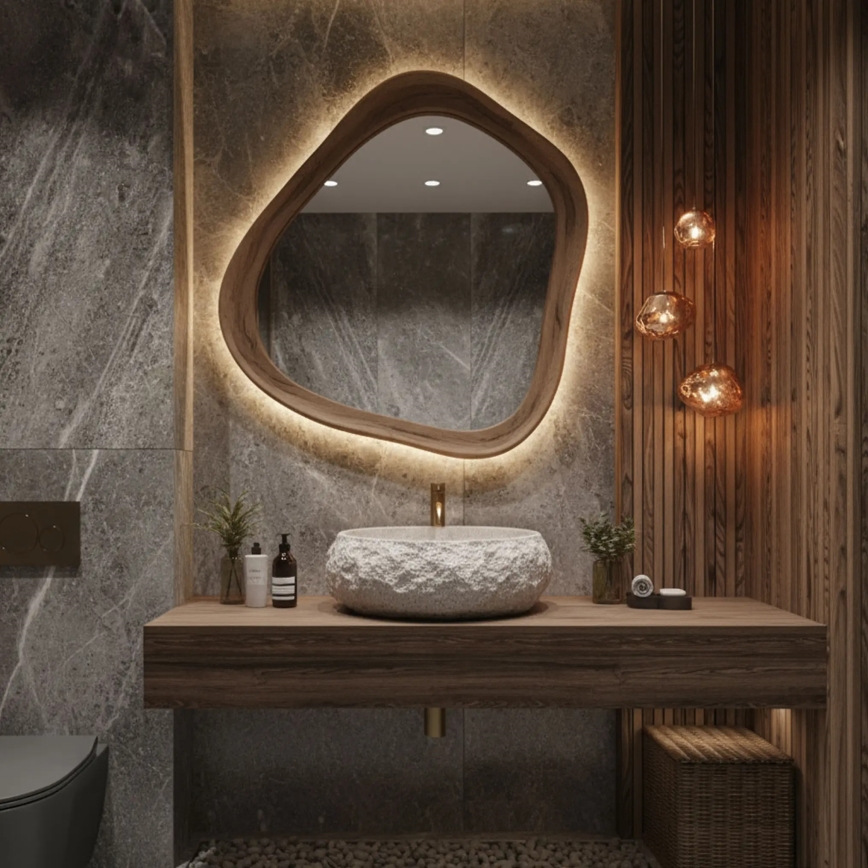 REA-U4332 - Aufsatzwaschbecken MIKA 38x50 cm beige/grau/Steinoptik