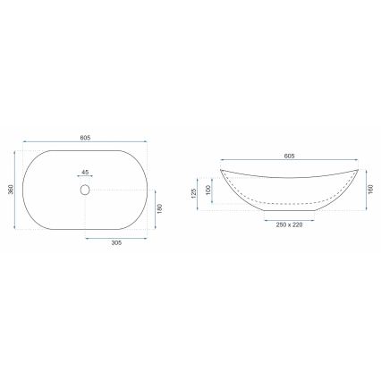 REA-U4545 - Aufsatzwaschbecken ROYAL 36x60,5 cm Keramik/Gold