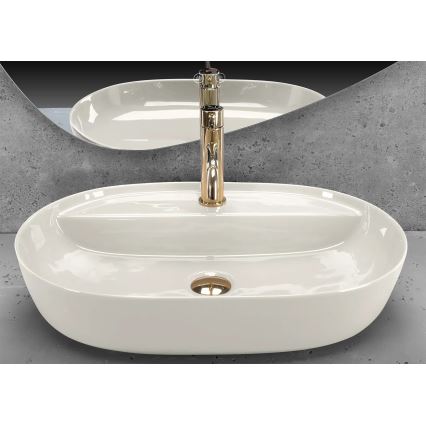 REA-U4589 - Aufsatzwaschbecken AURA 41 x 61 cm Keramik / glänzend, cremefarben