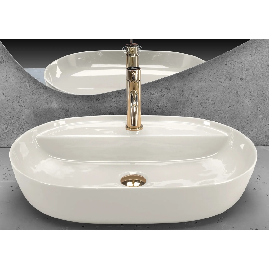 REA-U4589 - Aufsatzwaschbecken AURA 41 x 61 cm Keramik / glänzend, cremefarben